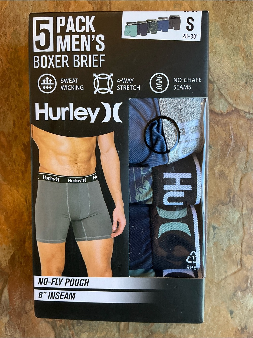 Hurley Men’s 5-Pack Boxer Briefs – Black, Gray, Navy, Green, Blue